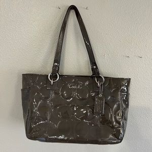 Coach patent leather gray purse handbag/ F17728